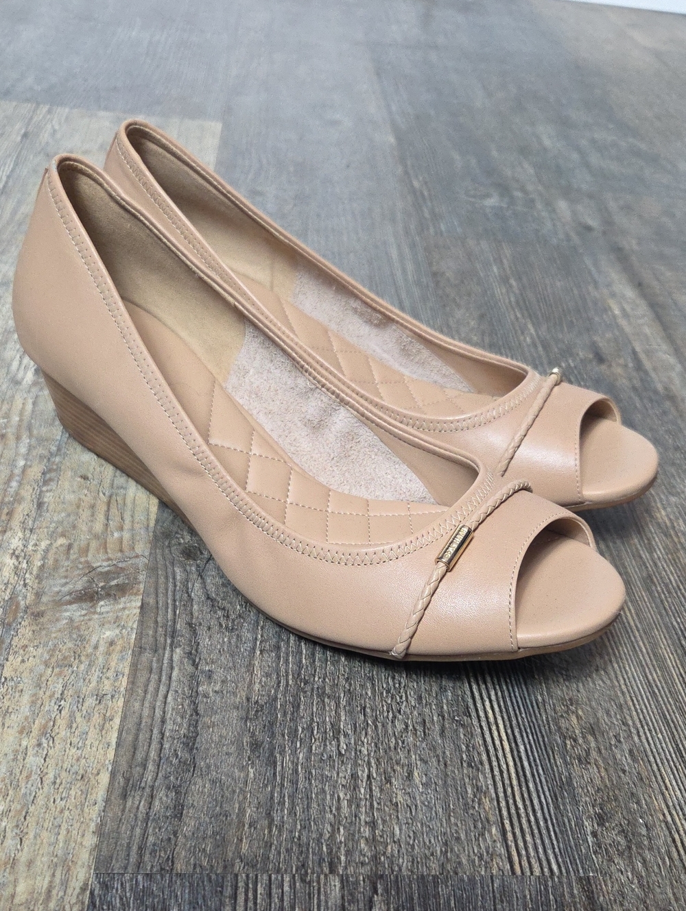 Cole Haan Blush Peep-Toe Wedge Pumps